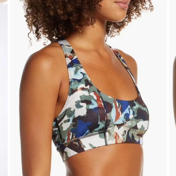 FP Free People Movement Daybreak Sports Bra Back Cutout Camo Print Large - Picture 10 of 16